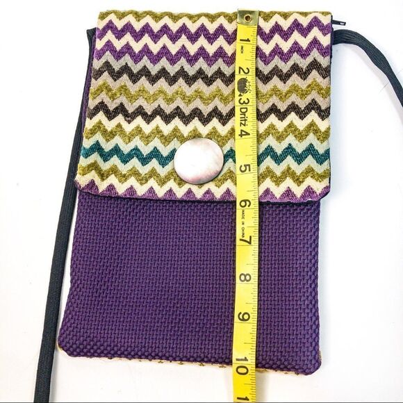 Handmade Chevron Fabric Pouch Crossbody Bag - Picture 7 of 8